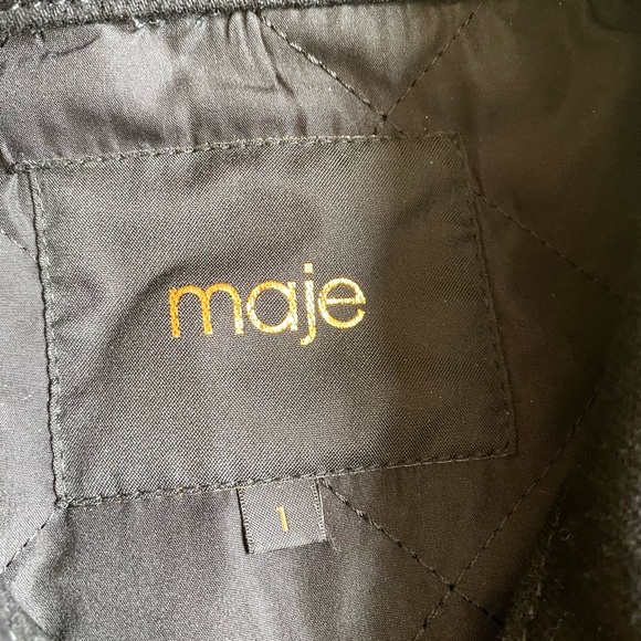 Maje Jackets & Coats Maje Bamion Denim And Animal Motif Fleece